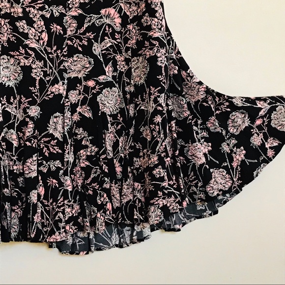 TALBOTS BLACK & PINK FLORAL A-LINE MIDI SKIRT - Picture 2 of 6